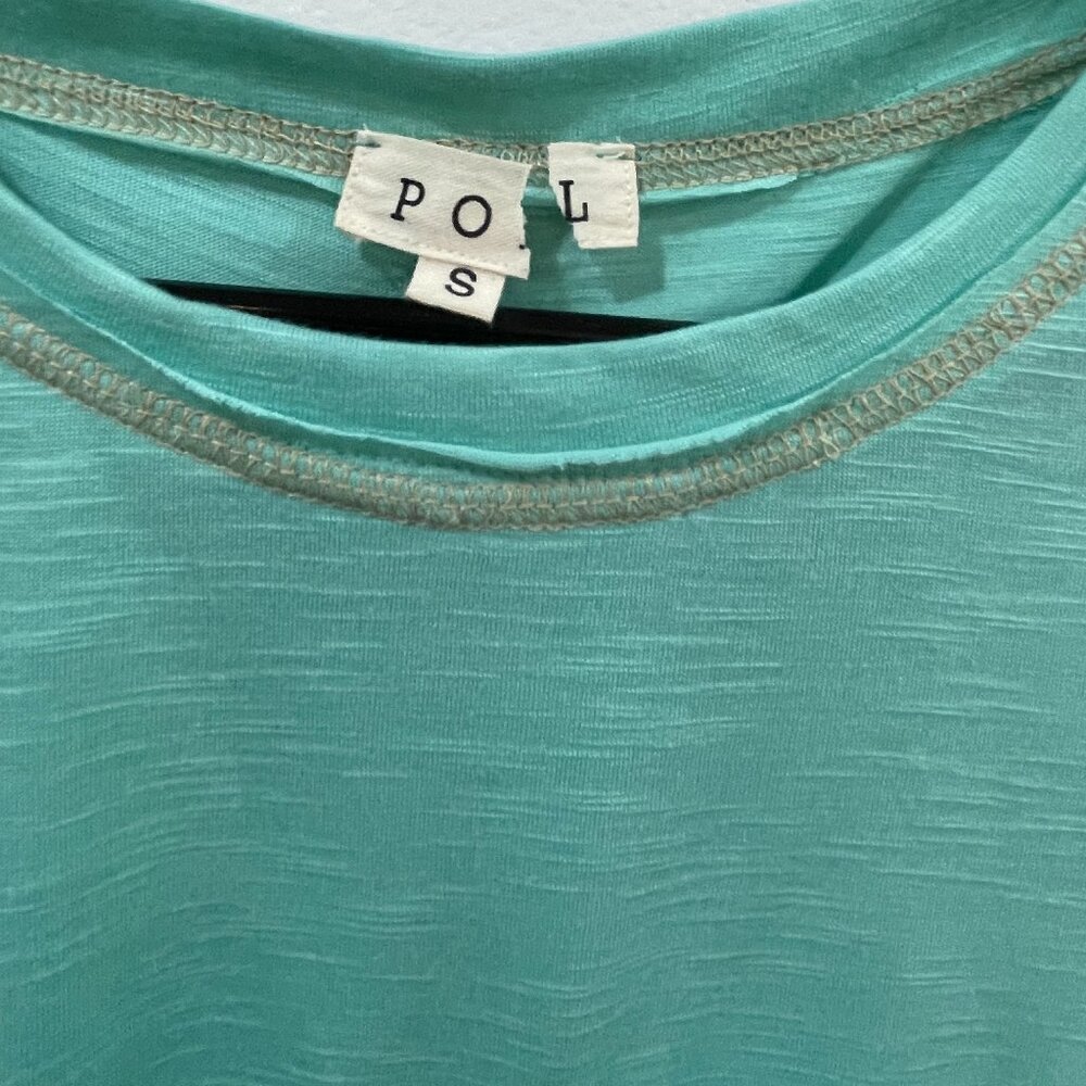 POL Stitch-back Slub & Ribbed Pocket Muscle Tank Aqua Size Small - Picture 7 of 8
